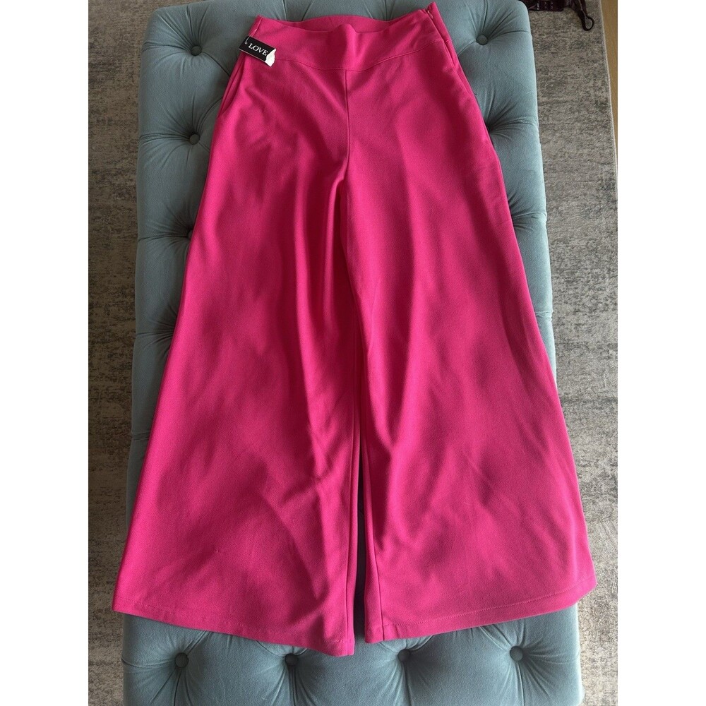 Love Point Hot Pink Wide Leg Palazzo Pants Flare New With Tags